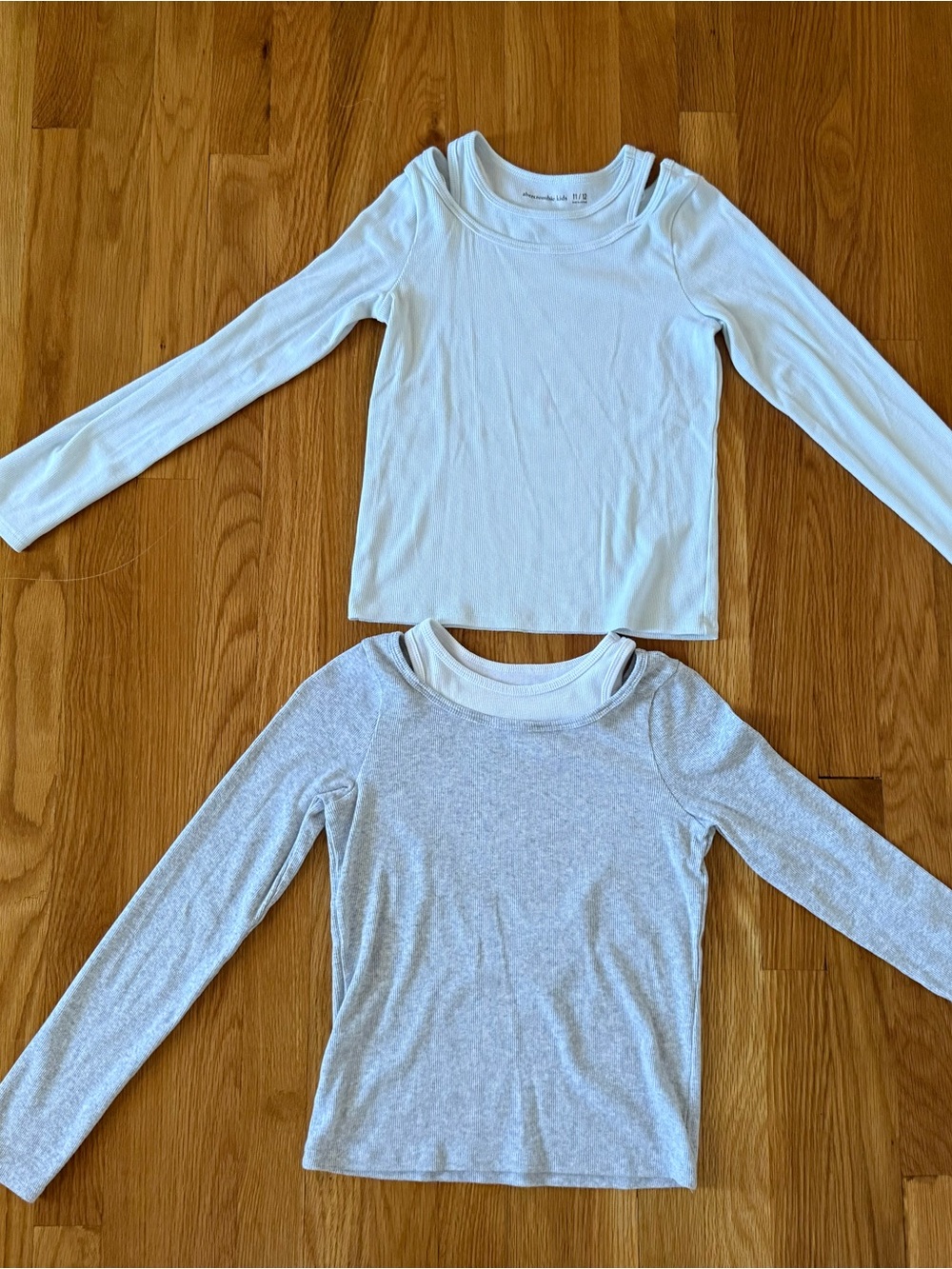 abercrombie kids Light Blue and Light Gray Long-Sleeve Layered Neck Tees